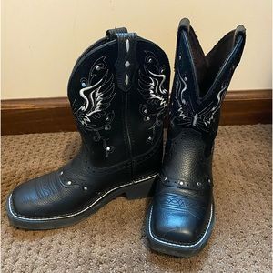 Black Justin women’s boots size 5 excellent condition